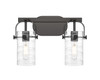 Pilaster II Cylinder - 2 Light - 15 inch - Matte Black - Bath Vanity Light (423-2W-BK-G423-7DE)
