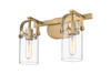 Pilaster II Cylinder - 2 Light - 15 inch - Brushed Brass - Bath Vanity Light (423-2W-BB-G423-7CL)