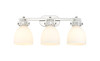 Newton Bell - 3 Light - 27 inch - Polished Nickel - Bath Vanity Light (411-3W-PN-G412-7WH)