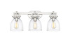 Newton Bell - 3 Light - 27 inch - Polished Nickel - Bath Vanity Light (411-3W-PN-G412-7CL)