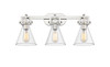 Newton Cone - 3 Light - 27 inch - Polished Nickel - Bath Vanity Light (411-3W-PN-G411-7CL)