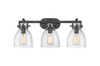 Newton Bell - 3 Light - 27 inch - Matte Black - Bath Vanity Light (411-3W-BK-G412-7SDY)