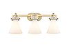 Newton Cone - 3 Light - 27 inch - Brushed Brass - Bath Vanity Light (411-3W-BB-G411-7WH)