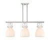 Newton Bell - 3 Light - 42 inch - Polished Nickel - Island Light (411-3I-PN-G412-10WH)