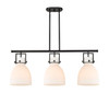 Newton Bell - 3 Light - 42 inch - Matte Black - Island Light (411-3I-BK-G412-10WH)