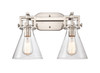 Newton Cone - 2 Light - 17 inch - Satin Nickel - Bath Vanity Light (411-2W-SN-G411-7CL)