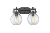 Newton Sphere - 2 Light - 17 inch - Matte Black - Bath Vanity Light (411-2W-BK-G410-7SDY)