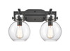 Newton Sphere - 2 Light - 17 inch - Matte Black - Bath Vanity Light (411-2W-BK-G410-7CL)