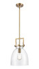 Newton Bell - 1 Light - 10 inch - Brushed Brass - Mini Pendant (411-1SM-BB-G412-10CL)