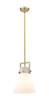 Newton Cone - 1 Light - 10 inch - Brushed Brass - Stem Hung - Mini Pendant (411-1SM-BB-G411-10WH)