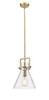 Newton Cone - 1 Light - 10 inch - Brushed Brass - Stem Hung - Mini Pendant (411-1SM-BB-G411-10SDY)