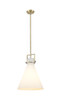 Newton Cone - 1 Light - 14 inch - Brushed Brass - Cord hung - Pendant (411-1SL-BB-G411-14WH)