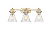 Newton Cone - 3 Light - 27 inch - Brushed Brass - Bath Vanity Light (410-3W-BB-G411-7SDY)