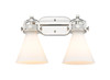 Newton Cone - 2 Light - 17 inch - Polished Nickel - Bath Vanity Light (410-2W-PN-G411-7WH)
