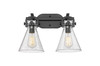 Newton Cone - 2 Light - 17 inch - Matte Black - Bath Vanity Light (410-2W-BK-G411-7SDY)