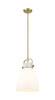 Newton Bell - 1 Light - 10 inch - Brushed Brass - Mini Pendant (410-1SM-BB-G412-10WH)