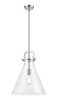 Newton Cone - 1 Light - 14 inch - Satin Nickel - Pendant (410-1SL-SN-G411-14CL)