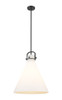 Newton Cone - 1 Light - 18 inch - Matte Black - Pendant (410-1SL-BK-G411-18WH)