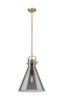 Newton Cone - 1 Light - 14 inch - Brushed Brass - Pendant (410-1SL-BB-G411-14SM)