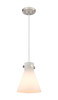 Newton Cone - 1 Light - 8 inch - Brushed Satin Nickel - Cord hung - Pendant (410-1PS-SN-G411-8WH)