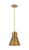 Newton Cone - 1 Light - 8 inch - Brushed Brass - Cord hung - Pendant (410-1PS-BB-M411-8BB)