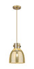 Newton Bell - 1 Light - 8 inch - Brushed Brass - Cord hung - Pendant (410-1PS-BB-G412-8ME)