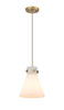 Newton Cone - 1 Light - 8 inch - Brushed Brass - Cord hung - Pendant (410-1PS-BB-G411-8WH)