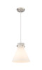 Newton Cone - 1 Light - 10 inch - Satin Nickel - Cord hung - Pendant (410-1PM-SN-G411-10WH)