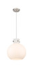 Newton Sphere - 1 Light - 12 inch - Brushed Satin Nickel - Cord hung - Mini Pendant (410-1PM-SN-G410-12WH)