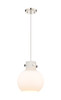 Newton Sphere - 1 Light - 10 inch - Polished Nickel - Cord hung - Mini Pendant (410-1PM-PN-G410-10WH)
