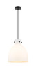 Newton Bell - 1 Light - 12 inch - Matte Black - Cord hung - Pendant (410-1PM-BK-G412-12WH)