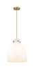 Newton Bell - 1 Light - 12 inch - Brushed Brass - Cord hung - Pendant (410-1PM-BB-G412-12WH)