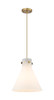 Newton Cone - 1 Light - 12 inch - Brushed Brass - Cord hung - Pendant (410-1PM-BB-G411-12WH)