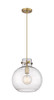 Newton Sphere - 1 Light - 12 inch - Brushed Brass - Cord hung - Mini Pendant (410-1PM-BB-G410-12SDY)