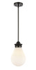 Genesis - 1 Light - 8 inch - Matte Black - Cord hung - Mini Pendant (414-1S-BK-8W)