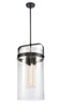 Pilaster - 4 Light - 12 inch glass - Matte Black - Cord hung - Pendant (413-4S-BK-12CL-LED)