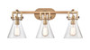 Newton Cone - 3 Light - 27 inch - Brushed Brass - Bath Vanity Light (411-3W-BB-7CL-LED)