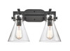 Newton Cone - 2 Light - 17 inch - Matte Black - Bath Vanity Light (411-2W-BK-7CL-LED)