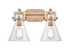 Newton Cone - 2 Light - 17 inch - Brushed Brass - Bath Vanity Light (411-2W-BB-7CL-LED)