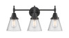 Cone - 3 Light - 24 inch - Matte Black - Bath Vanity Light (447-3W-BK-G64)
