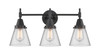 Cone - 3 Light - 24 inch - Matte Black - Bath Vanity Light (447-3W-BK-G62-LED)
