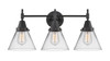 Cone - 3 Light - 26 inch - Matte Black - Bath Vanity Light (447-3W-BK-G42)