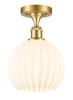 White Venetian - 1 Light - 8 inch - Satin Gold - Semi-Flush Mount (516-1C-SG-G1217-8WV)