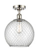 Farmhouse Chicken Wire - 1 Light - 10 inch - Polished Nickel - Semi-Flush Mount (516-1C-PN-G122-10CSN-LED)