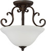 Barrett Place 3 Light Semi Flush In Mocha Bronze With White Glass (24263-MB-WG)