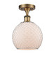 Farmhouse Chicken Wire - 1 Light - 8 inch - Brushed Brass - Semi-Flush Mount (516-1C-BB-G121-8CSN)