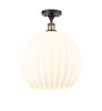 White Venetian - 1 Light - 14 inch - Black Antique Brass - Semi-Flush Mount (516-1C-BAB-G1217-14WV)