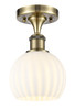 White Venetian - 1 Light - 6 inch - Antique Brass - Semi-Flush Mount (516-1C-AB-G1217-6WV)