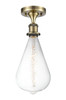 Bare Bulb - 1 Light - 5 inch - Antique Brass - Semi-Flush Mount (516-1C-AB-BB164LED)