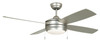 Laval 44" 4-Blade Ceiling Fan in Brushed Nickel w/ Brushed Nickel/Maple Blades; Integrated Light Kit (LAV44BN4LK-LED)